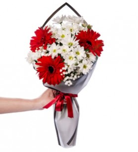 Papatya ve Kırmızı Gerbera Buketi