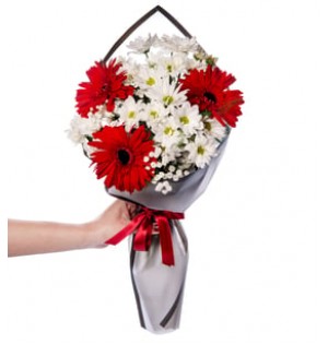 Papatya ve Kırmızı Gerbera Buketi