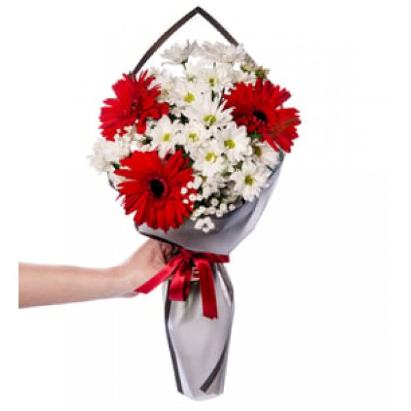 Papatya ve Kırmızı Gerbera Buketi